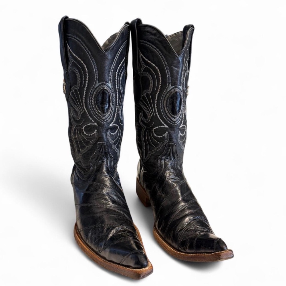 Los Altos EEL Boots XXX-Toe 950805 Mens Black Wide Cowboy Western Boots